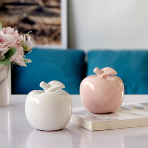OEM <b>Pink</b> White Ceramic Apple Home <b>Decor</b> Living Room Art Crafts Porch <b>Christmas</b> Apple <b>Decor</b> - Product Image 1
