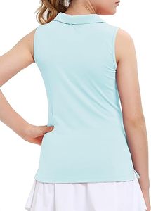 Polo Senza Maniche di Alta Qualità per Ragazze Sportive UPF 50+ Leggere e ad Asciugatura Rapida per Golf, Tennis, Equitazione e Allenamenti - Product Image 3