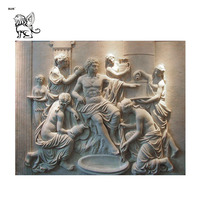 Grande statue d'ange en marbre sculptée à la main, art mural en pierre, sculptures en relief, extérieur