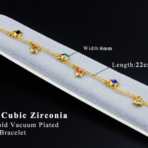Chevillères en acier inoxydable plaqué or 18 carats avec zircon coloré en forme d'étoile, très vendues pour femmes - Product Image 5
