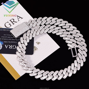 Full paved round baguette gemstone cuban <b>chain</b> Gold plated 925 sterling sliver VVS moissanite diamond Pass diamond tester GRA - Product Image 6