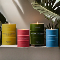 Bougie parfumée en forme de fût à huile, bougie aromathérapeutique créative en métal, bougie en cire de soja naturelle multi-parfums pour la décoration de la maison