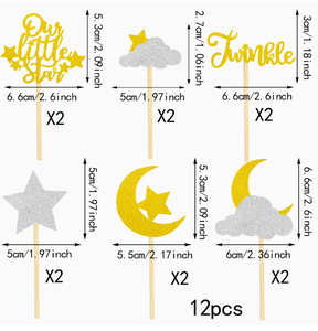 DAMAI New Eid al-Adha <b>decorative</b> props & gifts moon star sheep <b>cake</b> toppers party <b>supplies</b> Stars and moon <b>cake</b> <b>decoration</b> 12pcs - Product Image 2