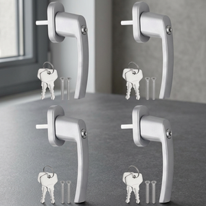AUTOUTLET Juego de 4 Manijas de Ventana Bloqueables Ambidiestras con 8 Llaves, Eje de Aluminio de 35mm de Longitud - Fácil Instalación, 1 Año de Garantía - Product Image 3