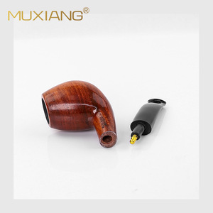 Muxiang Wooden Smoking Pipe Bent Type 9mm Duct Tobacco Pipe Personal Gift - Product Image 5