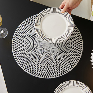 Nordic Minimalist Round Hollow Placemat Gold And Silver <b>Waterproof</b> Non Slip Heat Insulating Table <b>Mat</b> For Dining - Product Image 4