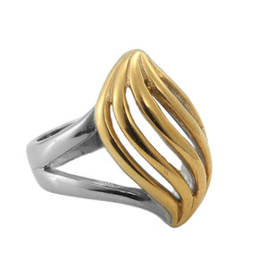 Anillo Hueco de Acero de Titanio Estilo Europeo Americano, Diseño Geométrico Retro Punk de Dos Tonos, Joyería Unisex para Fiesta 290119 - Product Image 5
