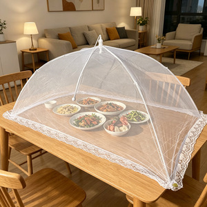 Food <b>Cover</b> <b>Table</b> <b>Cover</b> Foldable Polyester Washable Household Use Large Size - Product Image 1