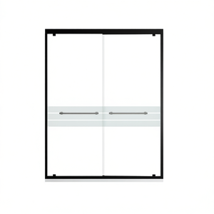 Puerta Corredera de Vidrio para Ducha de 56-60 Pulgadas de Ancho x 72 Pulgadas de Alto, Semi Sin Marco, Vidrio de 8 mm, Manijas de Acero Inoxidable 304, Diseño Ajustable - Product Image 1