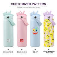 Gourde isotherme à double paroi de 24 oz avec paille, en acier inoxydable, personnalisable avec logo, pour le sport et les voyages