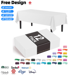 Factory Custom Printed Logo Disposable Plastic Rectangle <strong>Table</strong> <strong>Cloth</strong> 90-150gsm <strong>White</strong> Cartoon Pattern Events/Party Christmas - Product Image 1