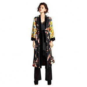 Kimono largo Floral para mujer, capa oversize con mangas, bohemio - Product Image 1