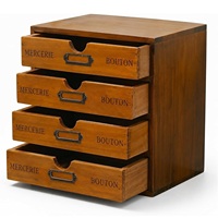 Meuble de Rangement Modulaire Empilable pour Pharmacie, Organisateur de Bureau à 4 Tiroirs, Boîte de Rangement en Bois Rétro pour Catalogue de Cartes de Bibliothèque, Organisez vos Articles de Papeterie
