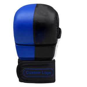 Entraînement aux grappins pour arts martiaux Mitaines de combat en cuir de vachette à paume ouverte Dragonne réglable Gants MMA de marque privée - Product Image 2