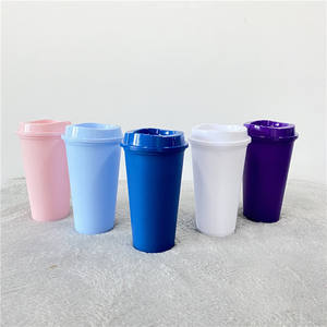 Tazas <span class=keywords><strong>de</strong></span> café en blanco reutilizables para manualidades, tazas <span class=keywords><strong>de</strong></span> <span class=keywords><strong>vinilo</strong></span> reutilizables <span class=keywords><strong>de</strong></span> color sólido <span class=keywords><strong>de</strong></span> 16oz, para café caliente, paquete con tapas - Product Image 1