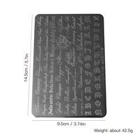 Plaque de tamponnage pour ongles Y2K Halloween Gothique, motif lettres anglaises vintage argentées, plaque d'impression pour nail art, pochoir de manucure