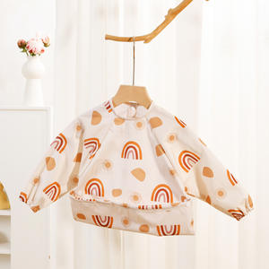 Bata <span class=keywords><strong>Babero</strong></span> de Manga Larga de Doble Capa para Bebé, <span class=keywords><strong>Blusa</strong></span> Impermeable para Suplemento Alimenticio con Cierre de Botón - Product Image 5