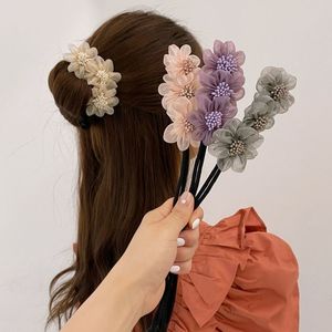 Coréen Fluffy Flowers Twist Hair Pin Girl Lazy Easy Hair Buns Ties Elegant Hair Band Accessories - Product Image 4