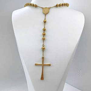 Collares Religiosos de Acero Inoxidable con Cuentas, Collar de Rosario con Cruz de Oro Sólido de 14k y 18k para Mujeres, Hombres y Niñas - Product Image 4