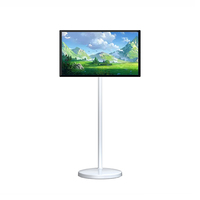 Monitor de TV Portátil con Ruedas, Pantalla Táctil, Almacenamiento de 64 GB/128 GB, Pantalla Inteligente, Monitor Portátil con Pantalla Giratoria y Base Móvil