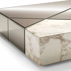 Plinthe basse en marbre personnalisé Table basse de luxe pour salon en pierre de marbre naturelle personnalisée de luxe en acier inoxydable - Product Image 2