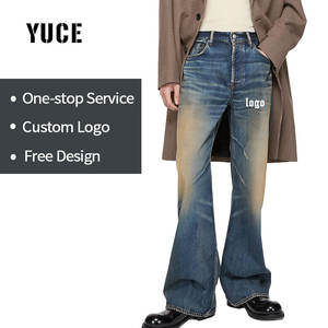 جينز رجالي جديد مخصص بتصميم عصري، غسيل صبغي يدوي، قصة مستقيمة، جينز رجالي بمظهر قديم، خصر متوسط الارتفاع - Product Image 3