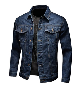 Blouson en jean d'hiver pour homme américain, 100 % coton, coupe décontractée, coupe-vent, fermeture éclair, style chauffeur de camion - Product Image 1