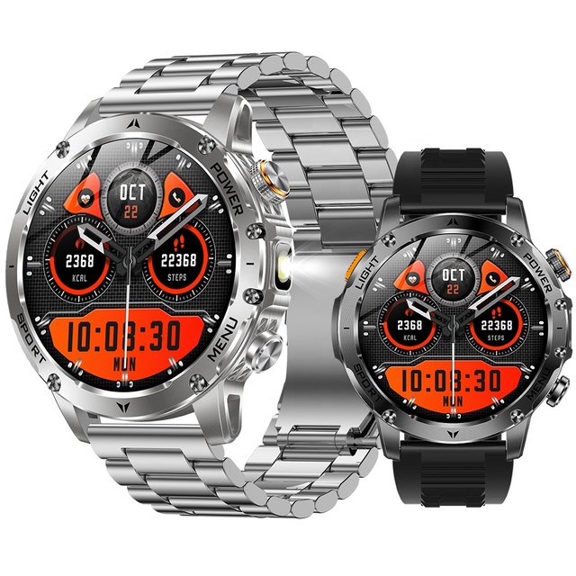 AK87 Men's Smart Watch IP68 Waterproof Steel Band Heart Rate/Blood Pressure/Oxygen Fitness Tracker for Sports FitCloudPro