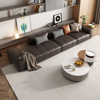 Italienisches Modernes Minimalistisches Echtleder-Sofa Klaviertasten-Design Vollnarbiges Rindsleder Gerades Ecksofa Wohnzimmermöbel
