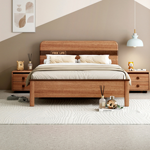 Cama de Plataforma de Madera Maciza de Alta Calidad, Moderna y Minimalista, para Dormitorio - Product Image 1