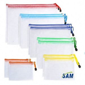 Multiple Sizes Plastic Wallets Set - 15 Pcs Document Folder <b>File</b> Zipper Bags A3 <b>A4</b> A6 Mesh Zipper Pouch Zip Lock Bag - Product Image 3