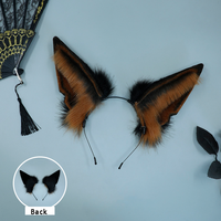 E0012 Bandeau gothique en fausse fourrure avec oreilles de loup, oreilles d'animaux en peluche style punk avec chaîne croisée et rivets, accessoire de cheveux pour cosplay et mode alternative