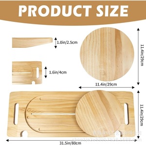 Wooden <b>Sliding</b> Transfer Board Solid Wood Handle Cut-Out Tapered End 360 Degree Rotating Seat For Elderly Mobility Aid - Product Image 3