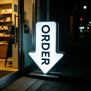 Rectangular LED Order Sign <b>Light</b> <b>Box</b> Floor Standing Monochrome Aluminum Frame Weatherproof for Outdoor Use - Product Image 1