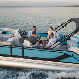 Bateau à ponton en aluminium de luxe de 19 pieds, nouveau design 2025, avec moteur de 200 CV, vitesse de 35 nœuds, pour les fêtes de <span class=keywords><strong>famille</strong></span>, les loisirs sur le <span class=keywords><strong>lac</strong></span> et la rivière - Product Image 5