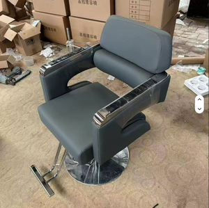 Wholesale Adjustable Swivel Reclining Modern Silver Leather Fashionable Haircut Salon Barber Chair for Living Room - Product Image 2