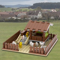 Ensemble de construction MOC de poulailler de ferme engageant, compatible avec les principales marques, avec 6 poussins et 6 œufs, personnalisable