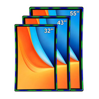 Pantalla táctil curvada multitáctil capacitiva 3M de 43 pulgadas, monitores de pantalla táctil para videojuegos con borde de luces Led