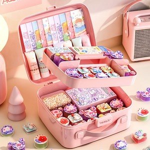Handheld Storage Box Plastic Cosmetic Organizer Travel Makeup Bag With Handle For Women And Girls Small Size Portable - Product Image 2