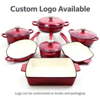 Ensemble de casseroles en fonte émaillée 11 pièces, antiadhésif, certifié FDA et LFGB, possibilité de personnaliser le logo pour l'ensemble de casseroles.