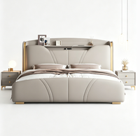 Ensemble de meubles de chambre à coucher luxueux en cuir italien, lit inclinable réglable et confortable