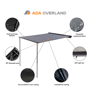 Toldo Lateral para Techo de Auto, Portátil, para Campamento, 4x4, SUV, Todoterreno, 2x2.5m - Product Image 5
