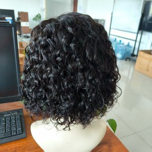 Perruques Courtes Bouclées Ondulées Effet Vague d'Eau en Cheveux Humains, Vente en Gros, Cheveux Brésiliens Vierges Ondulés Bouclés, HD Transparent pour Perruques Frontales pour Femmes - Product Image 5