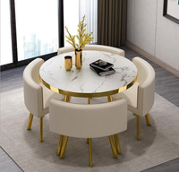 Ensemble de table à manger ronde de luxe à prix avantageux, chaises en métal, bois MDF, 1 table, 4 chaises, ensemble de meubles de restaurant