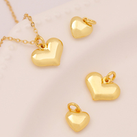 Pendentif Cœur en Laiton Massif de Qualité Supérieure, Plaqué Or 18K, Breloques pour Collier d'Amour de Couple, Idéal pour la Fabrication de Bijoux
