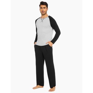 Custom <b>Men's</b> Tencel Modal <b>Men's</b> Pajama Set Long Sleeve 2 Piece Bamboo Viscose Lounge Wear with Pockets - Product Image 3