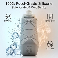 Bouteille d'eau pliable en silicone de qualité alimentaire résistante à la chaleur de 600 ml, portable, pour les voyages, les sports de plein air, avec logo personnalisable