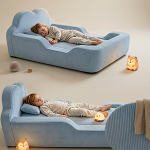 Canapé-lit pliable d'intérieur en <span class=keywords><strong>velours</strong></span> côtelé et fausse fourrure, sans structure, en mousse, pour chambre à coucher et salon – Design et prix en promotion - Product Image 1