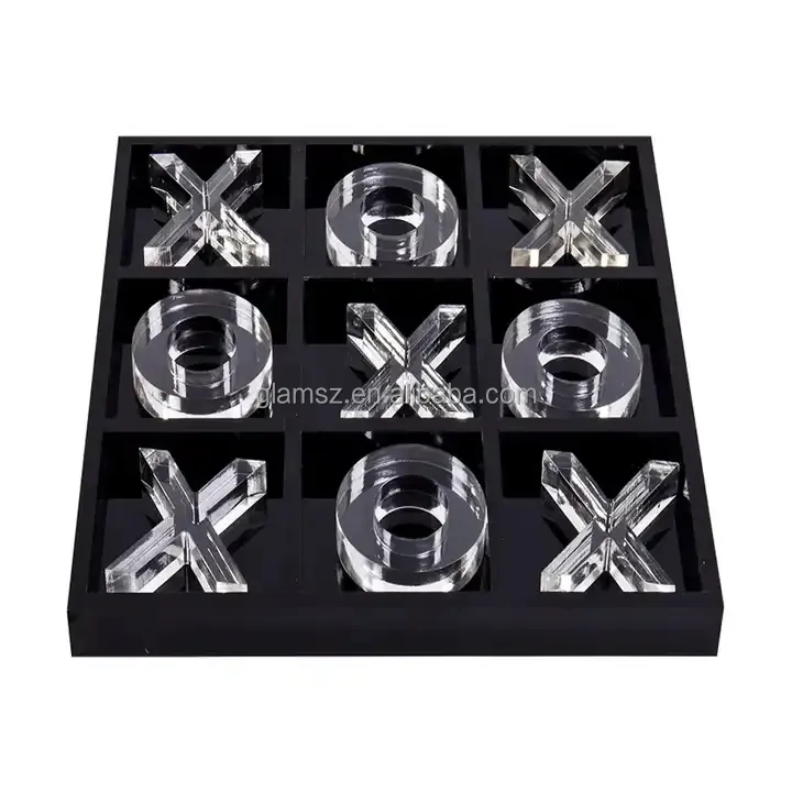 Siyah X O şekil satranç açık oyun seti çocuk hediye akrilik Tic Tac ayak