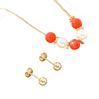 Kinnear 2025 nouvelle arrivée femmes blanc perle ensemble de bijoux de mariée tendance africain hawaïen rouge perles boucles d'oreilles collier ensemble